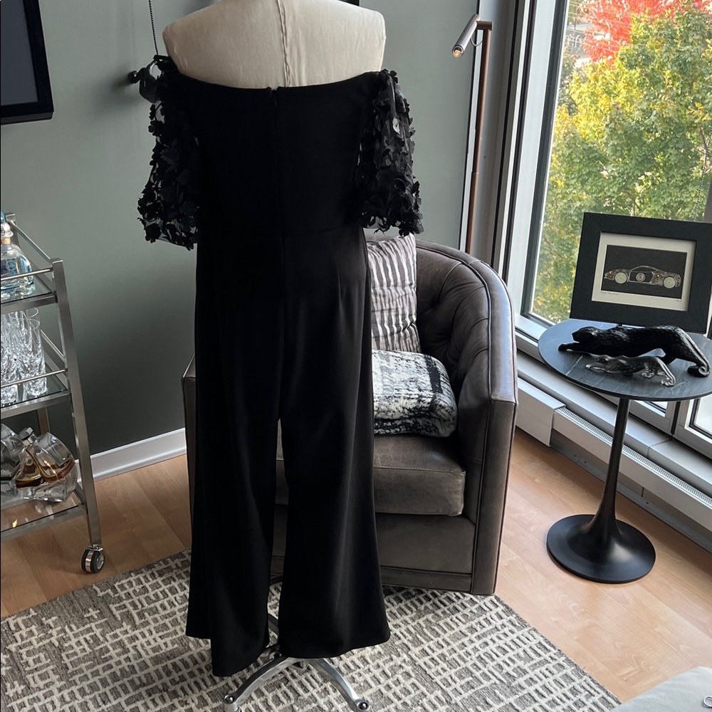New Xscape Belle Off-the-Shoulder Scuba Crepe Jumpsuit in Black Size 10 - Picture 5 of 8